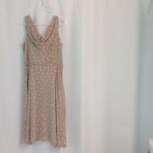 R+K - Latte Colored Dress with White Polka Dots - Size: 8